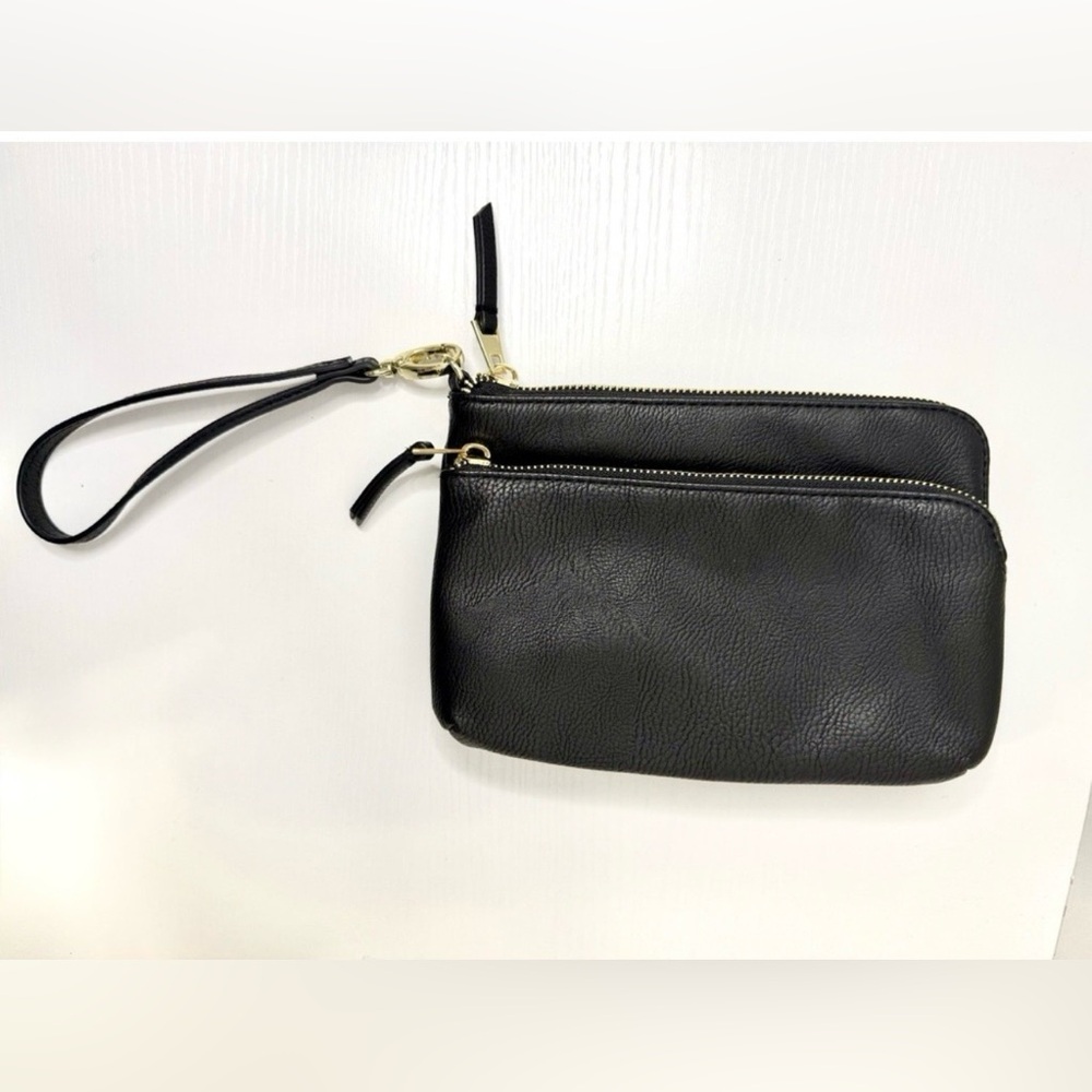 Universal Thread Double Zip Black Wristlet Clutch Wallet NWOT - Picture 3 of 6